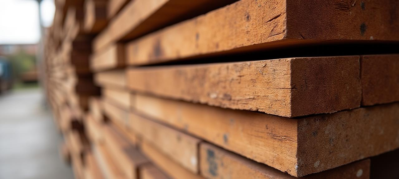 A stack of reclaimed Australian hardwood timber ready for use in a renovation project.